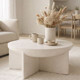 Table basse J-Line Halfy - bois de manguier - blanc en situation