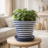 J-Lline Flowerpot Granada Stripes - Céramique - Bleu - Small - Ø 50 cm en situation