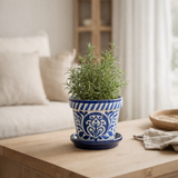 J -line Flowerpot Grenade - Céramique - Bleu - Extra Small - Ø 17 cm en situation