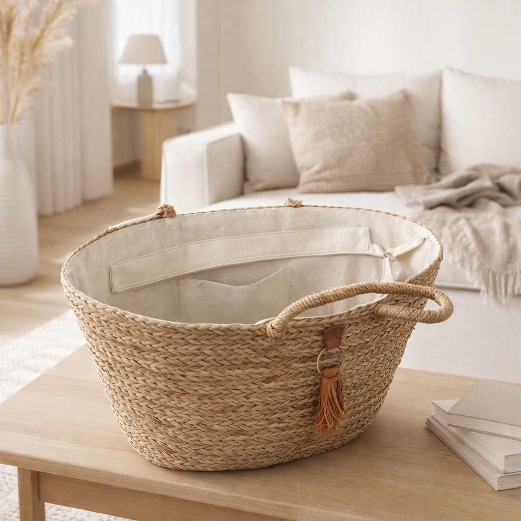 Brussages de sacs de plage J-Line Sea Seading / Raphia Natural / Brown en situation