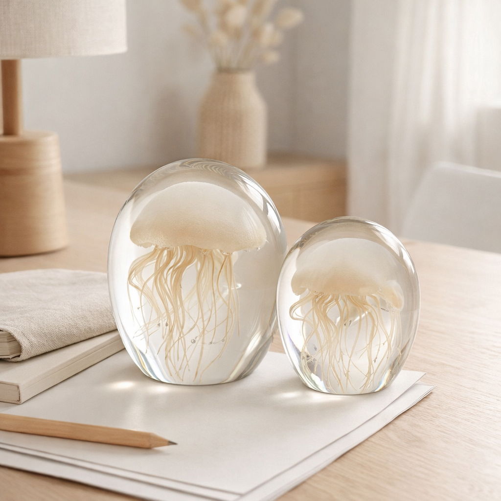 J -line Presse Paper Calypso - Verre - Transparent / Beige - Large en situation