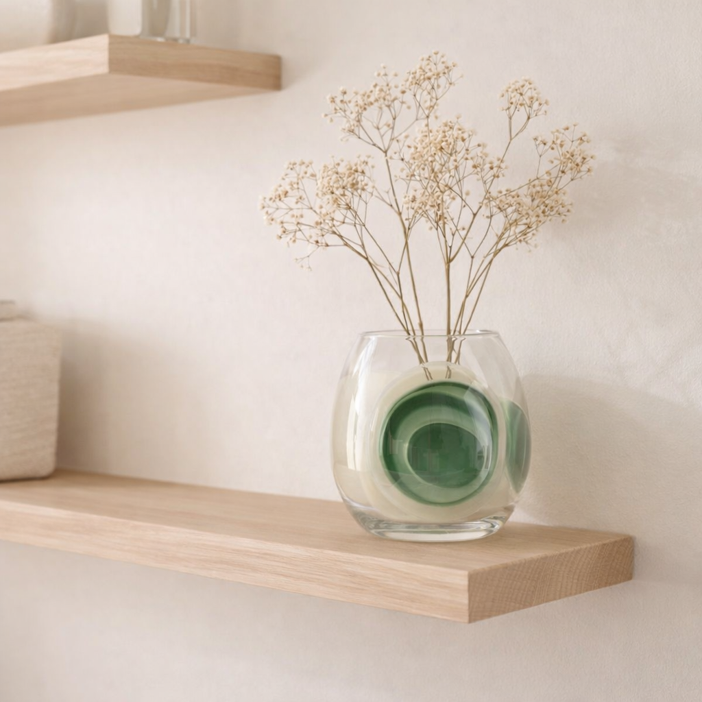 J-line Vase Livy - Verre - vert / blanc / transparent - Moyen - Ø 20 cm en situation