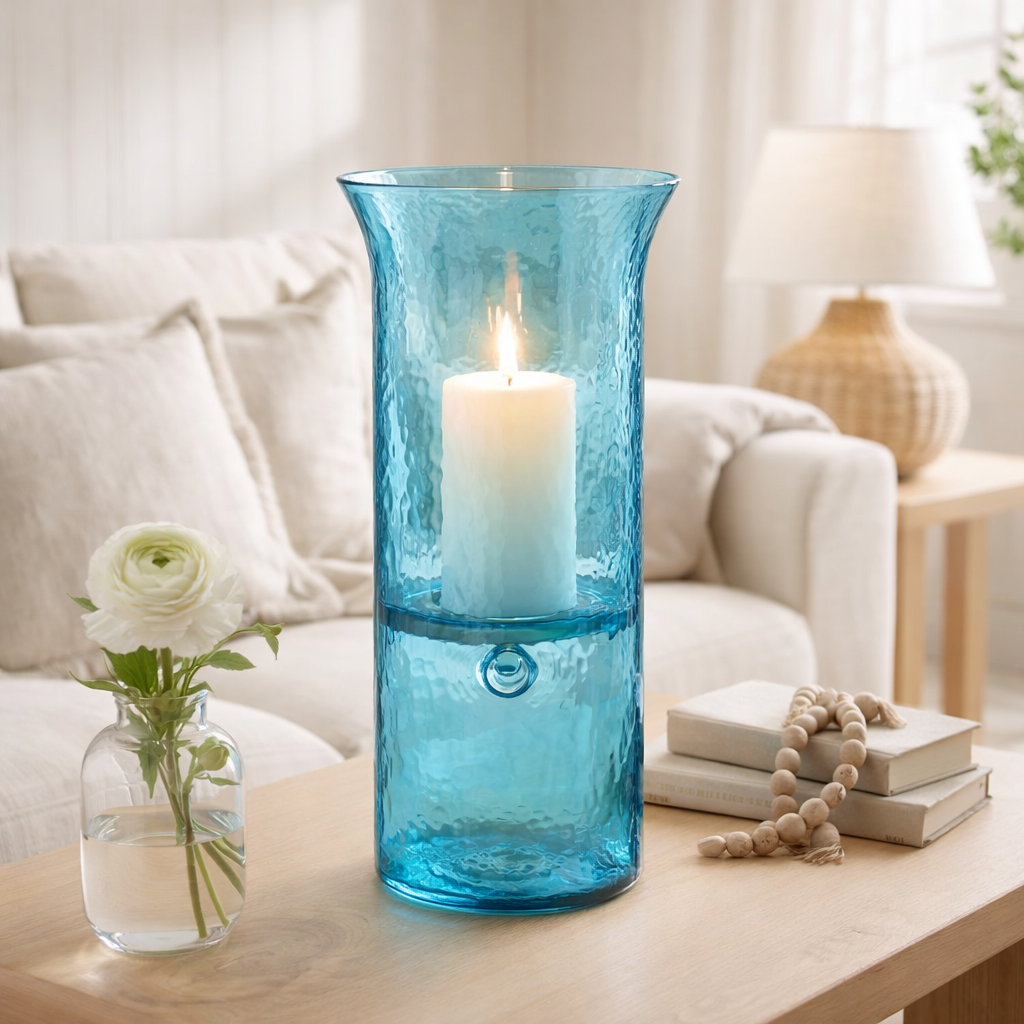 J-line windlicht tarifa smal verre azure extra grande en situation