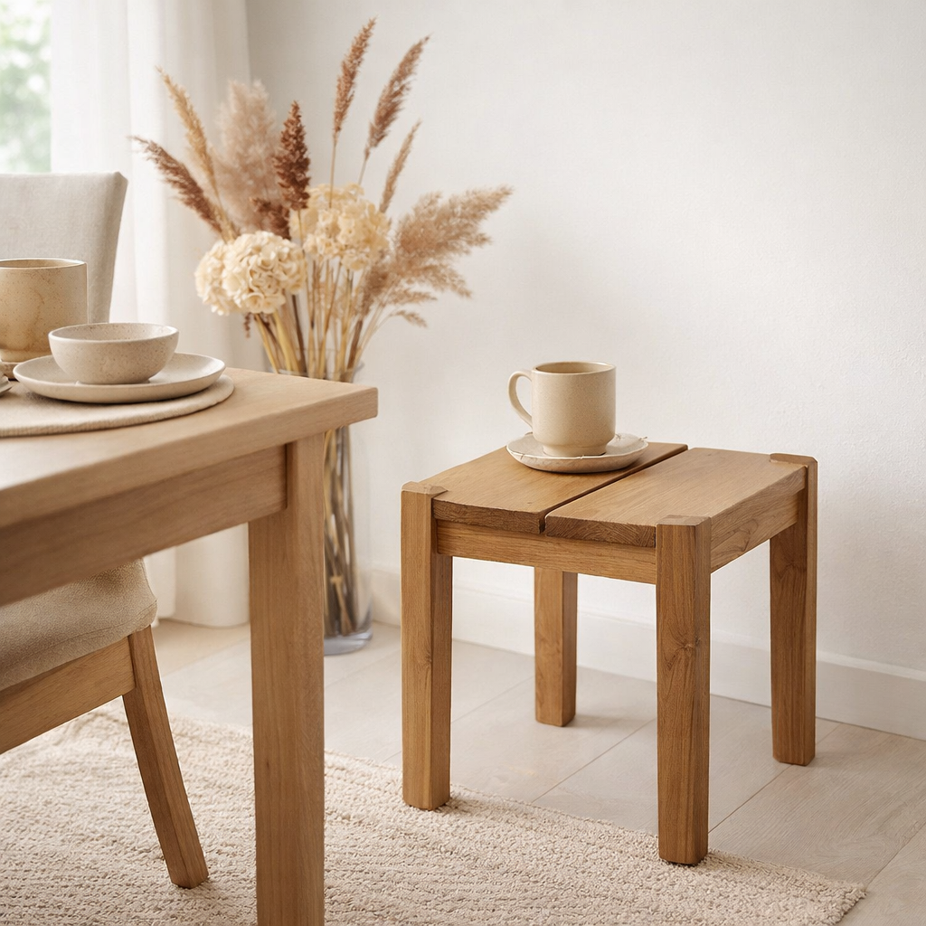 Table d'appoint en j-line Bruce teak naturel en situation