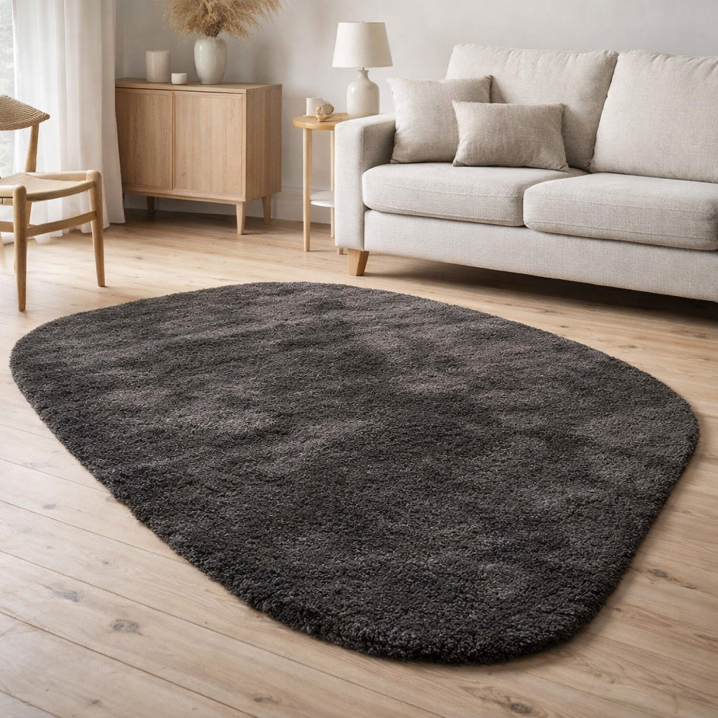 Tapis J-Line Downy - polyester - gris foncé en situation