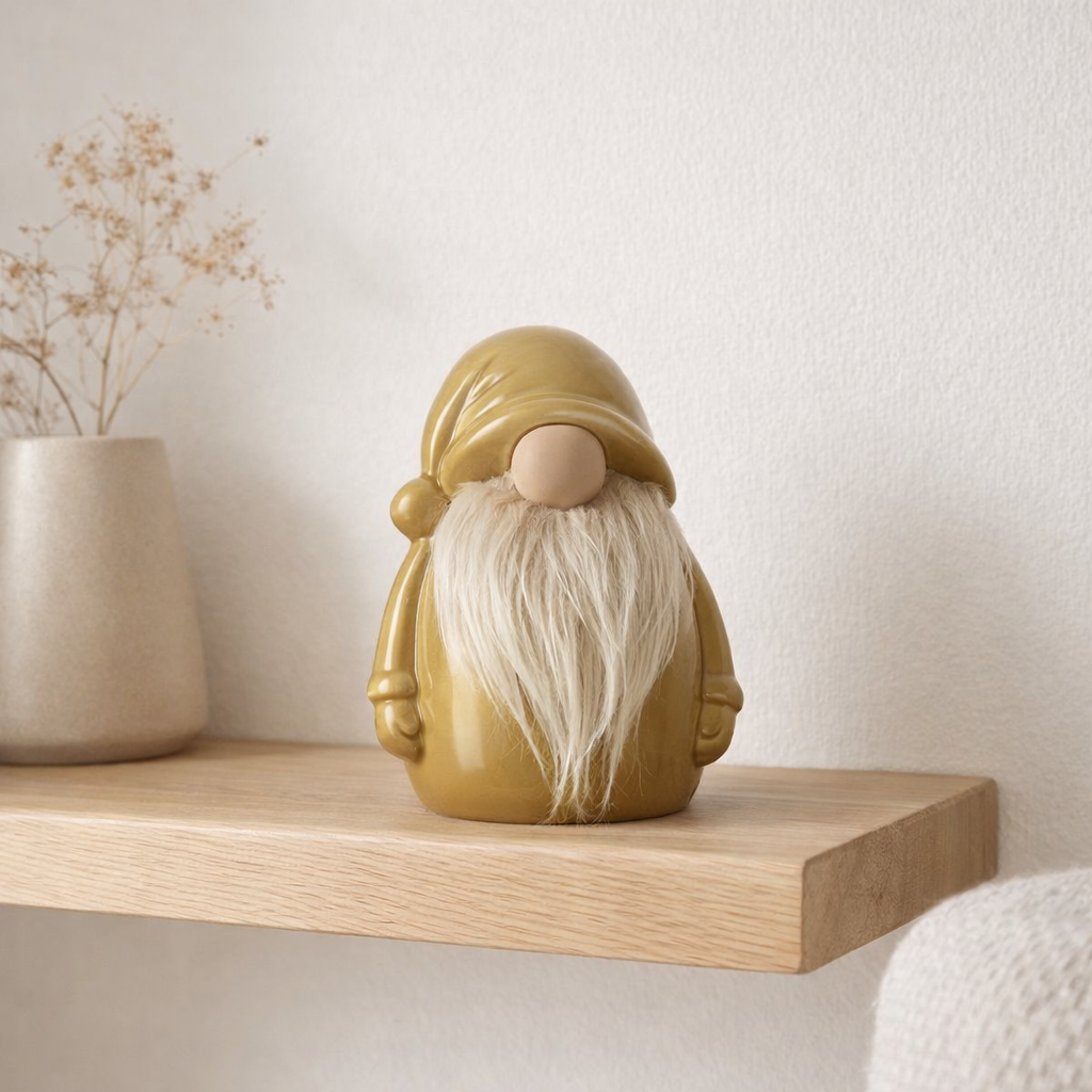 Figurine J-Line Gnome - porcelaine - ocre - L en situation