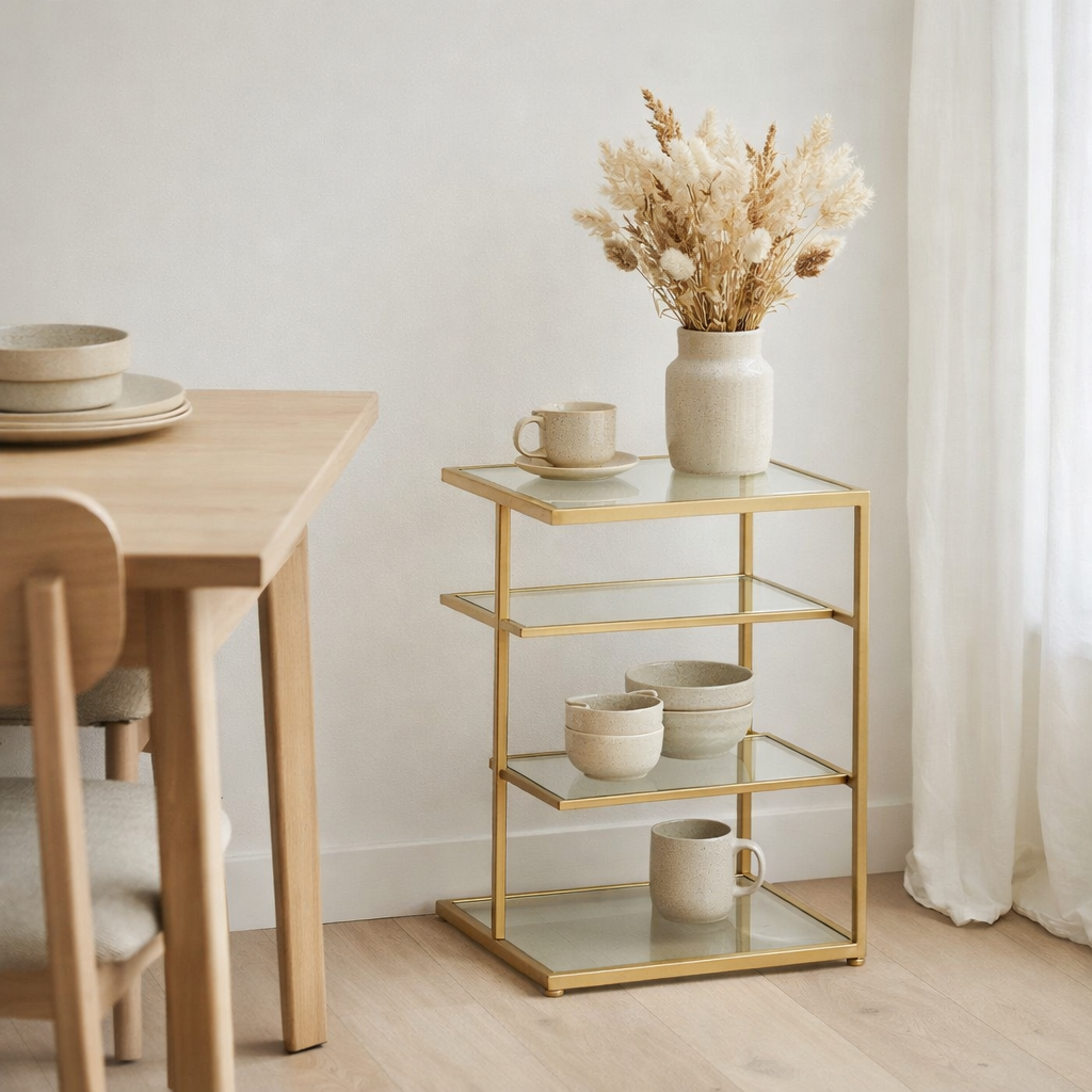 Table d'appoint J-Line Fer / Glass Gold Colored en situation