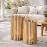 Lanterne J-Line - bois - naturel - lot de 2 en situation