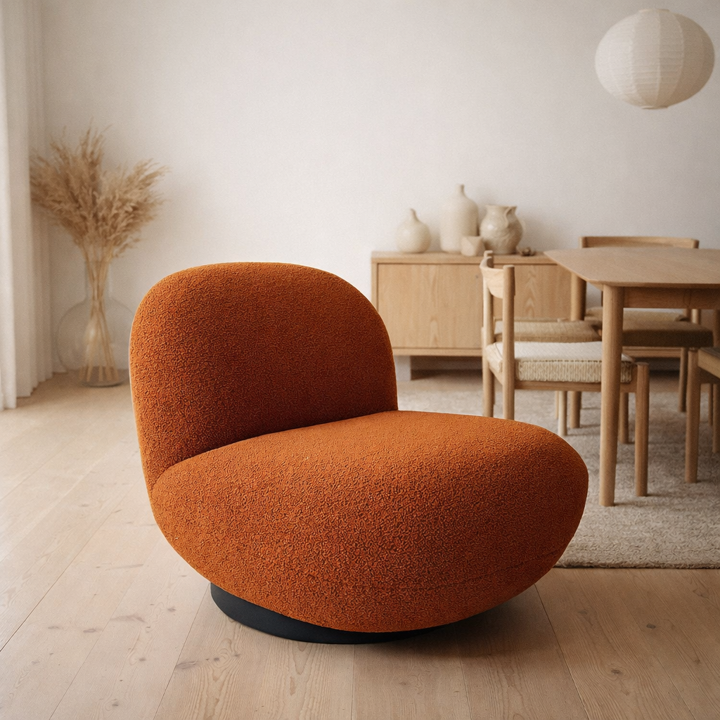 J-Line chaise longue Snow - bois de peuplier/mousse - orange/noir en situation