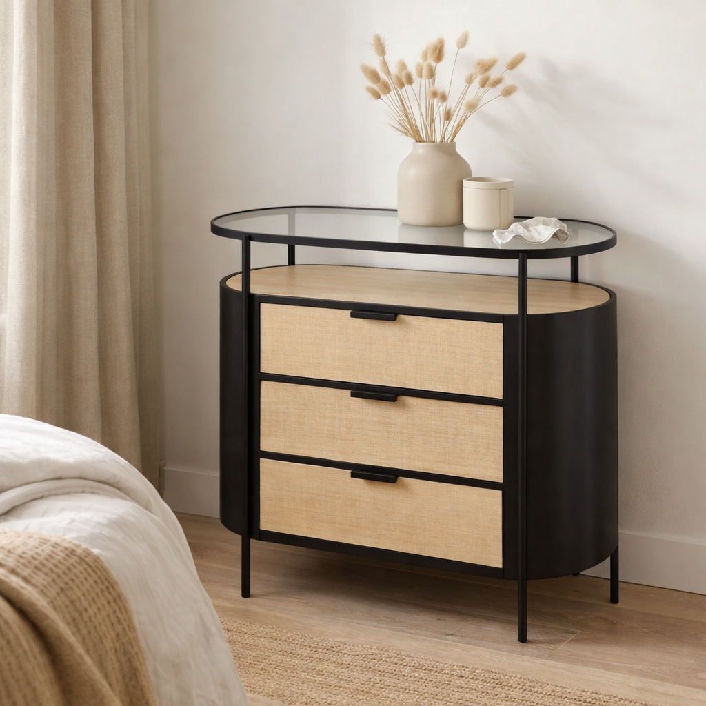 Armoire J-Line Avy - fer - naturel/noir en situation