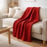 J-Line Plaid tricoté - textile - rouge - 180 x 130 cm en situation