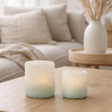 Photophore J-Line Stone - verre - blanc - lot de 2 en situation