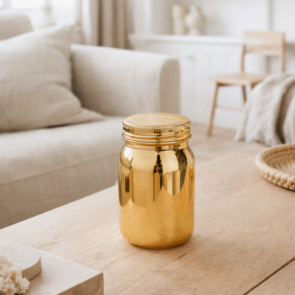 Bougie parfumée J-Line Pot de rangement - verre - or - 69U en situation