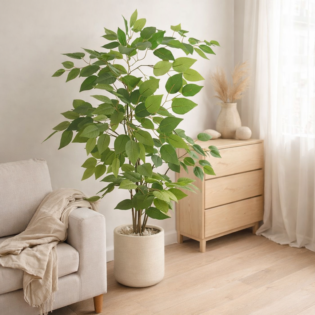 Ficus J-Line en pot - plastique - vert clair en situation