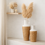 J -Liline Vase Toven Terracotta - Rotin - White / Naturel - 75 cm de haut en situation