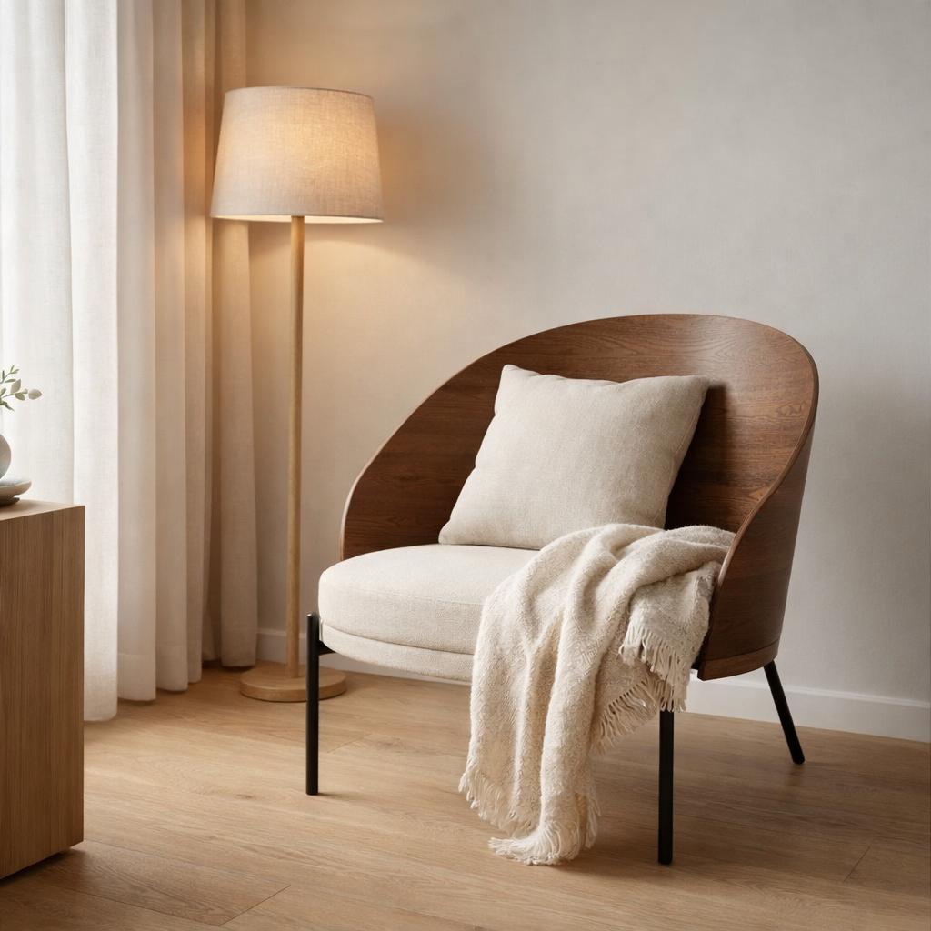 J-Line Chaise longue Contreplaqué/Métal Marron/Beige en situation