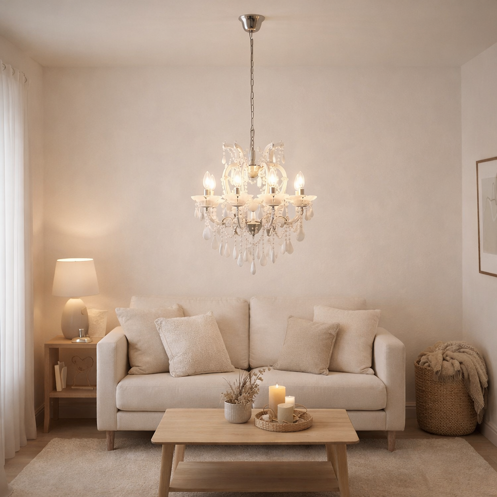 Lampe suspendue J-Line Chandelier Antique - verre - blanc en situation