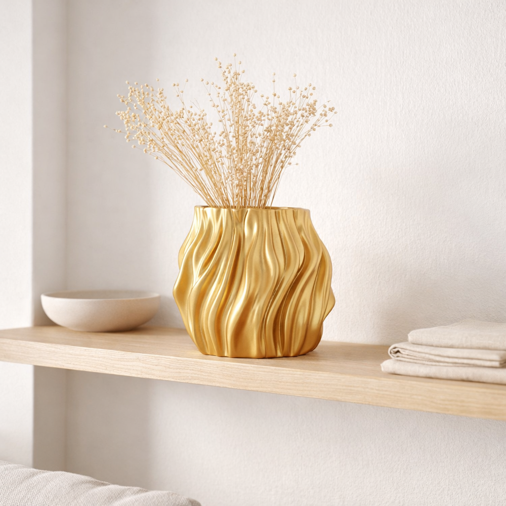 Vase J-Line 3D Print Irregular Wide - porcelaine - or en situation
