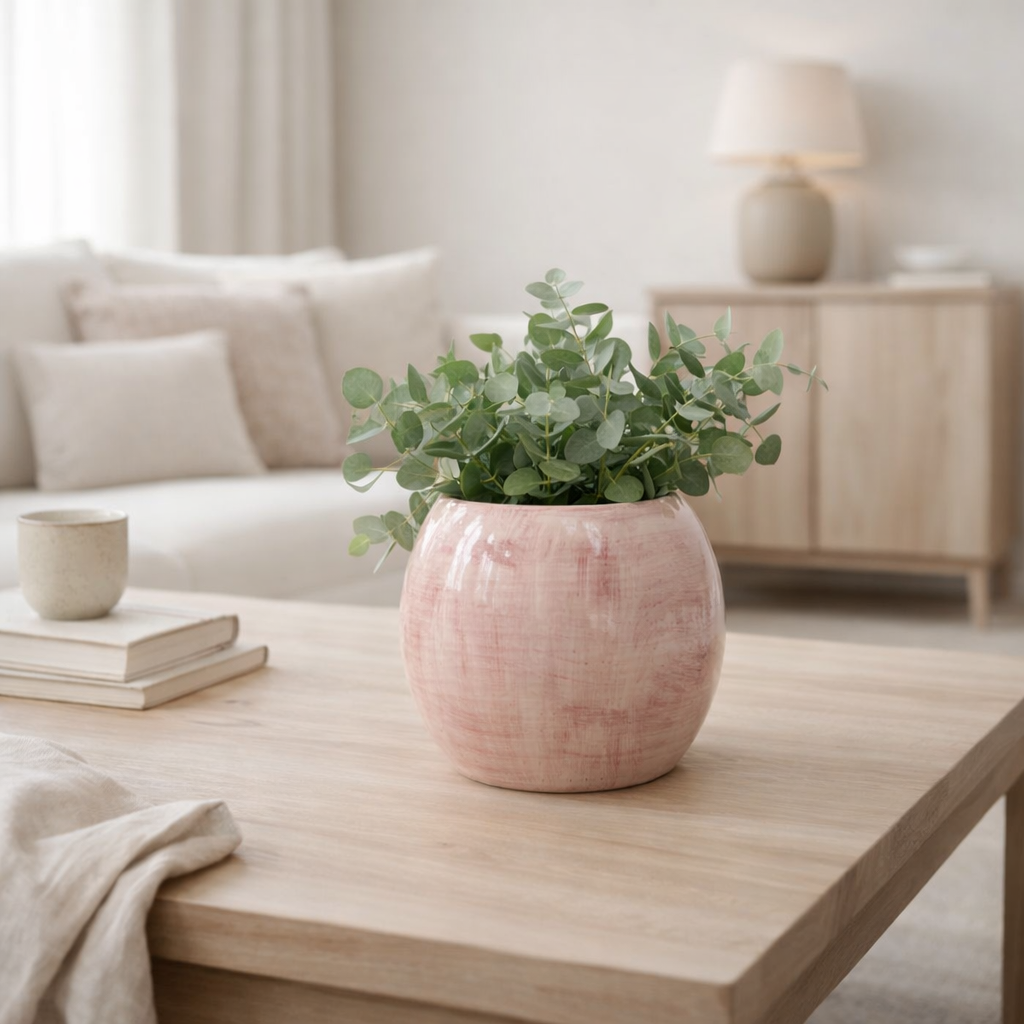 J -Liline Flowerpot peint à la main - Céramique - rose - Medium - Ø 24 cm en situation