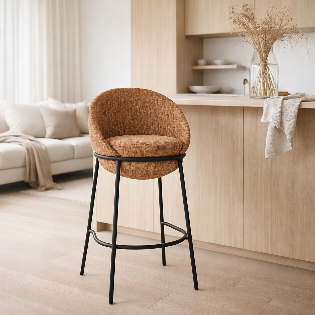 Tabouret de bar J-Line - fer - terre cuite/noir en situation