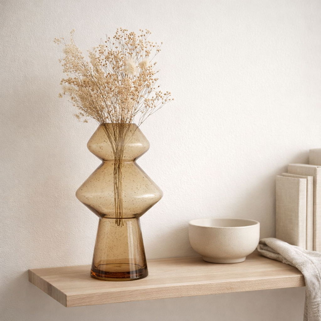 Vase J-Line Carol - verre - caramel en situation