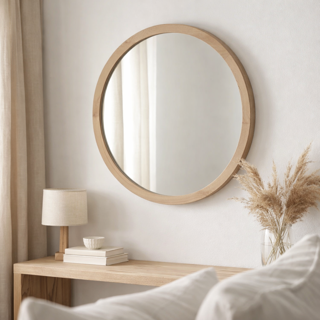 Miroir mural J-Line - hout - beige clair - S en situation