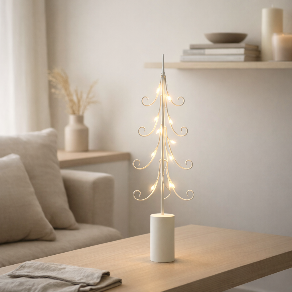 J-Line décoration Arbre - fer - blanc - M - lumières LED en situation