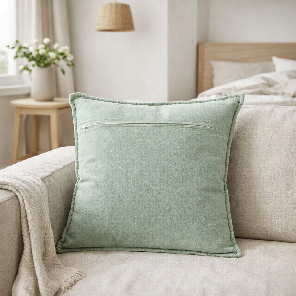 J-Line Coussin Motif Coton/Polyester Vert Menthe en situation