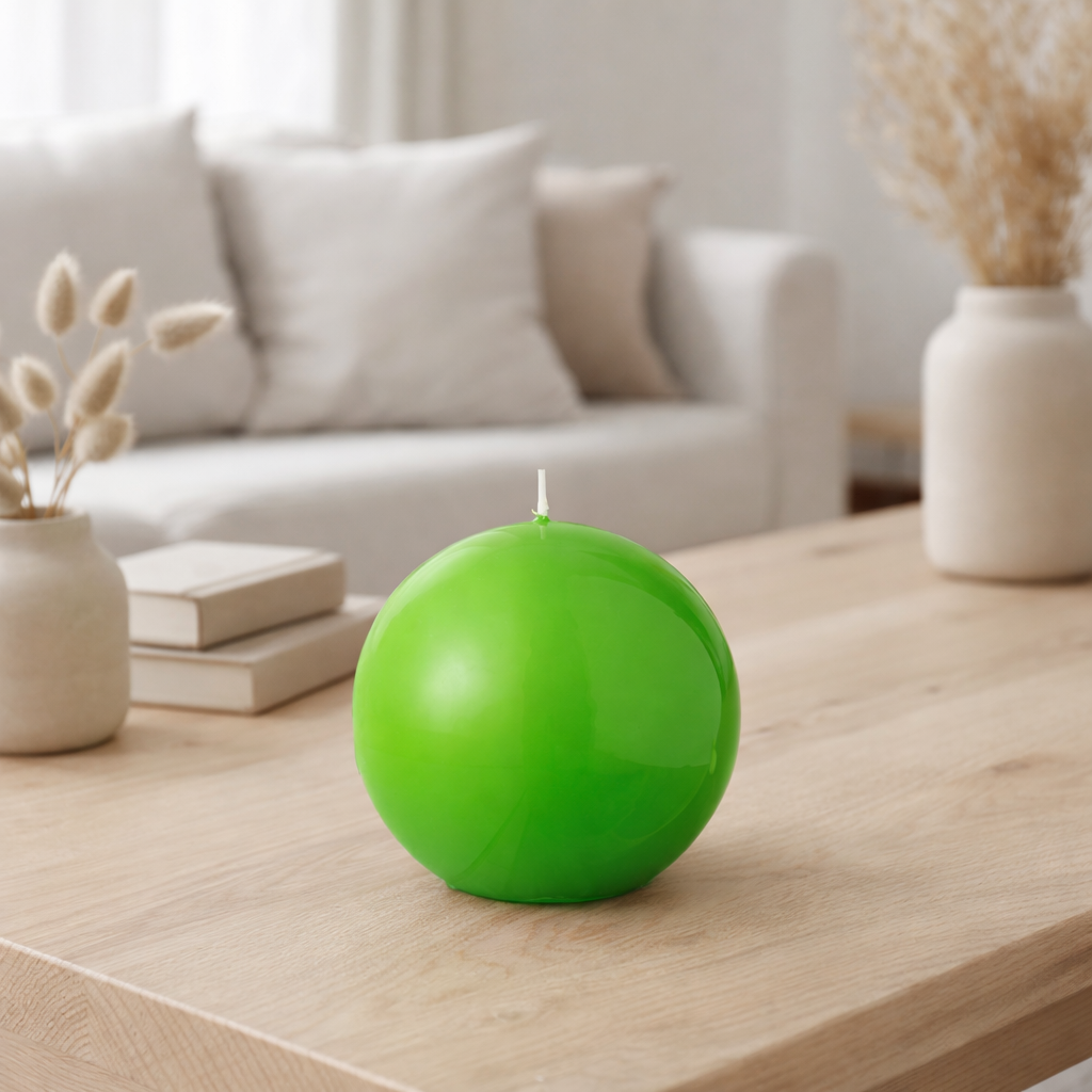 J-Line Bougie Boule Cire Fluo Vert - 30 Heures en situation