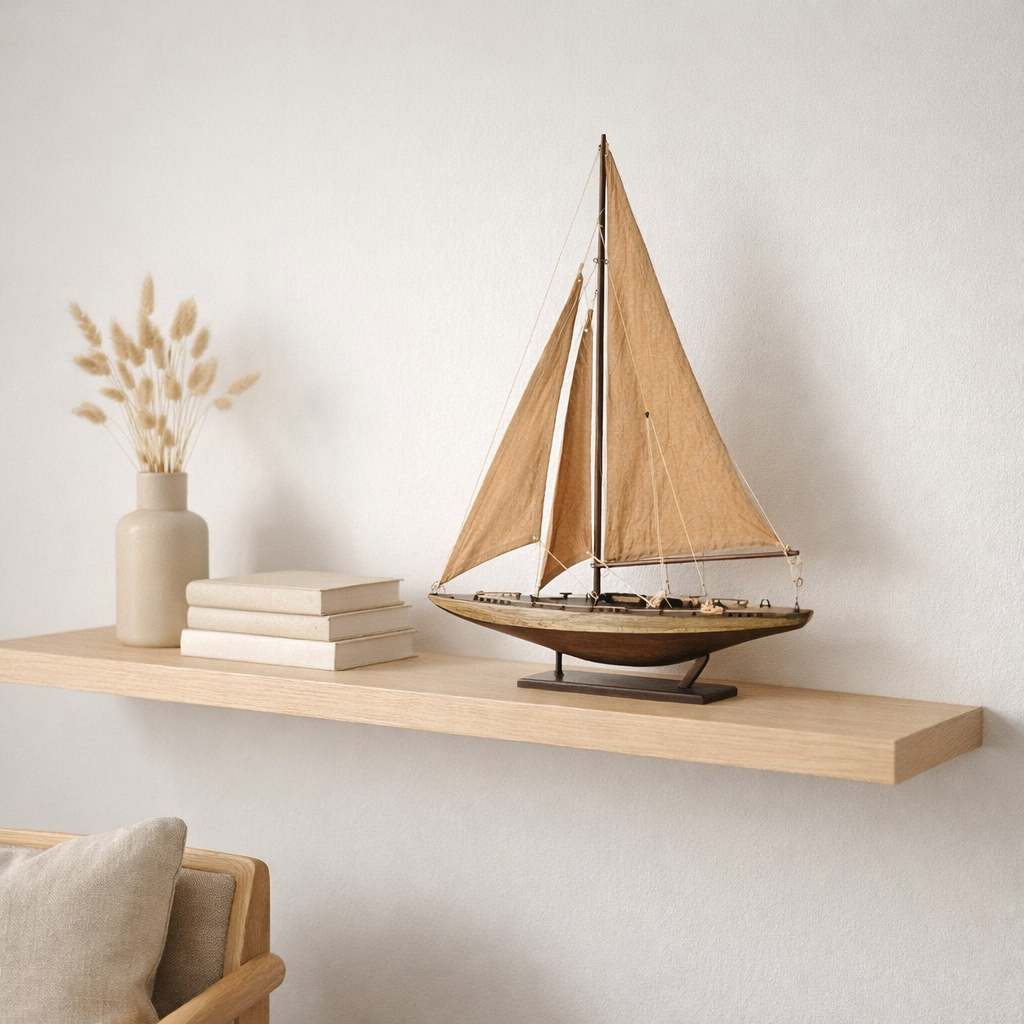 J -line Decoration Saiboat - Wood - Brown - Medium en situation