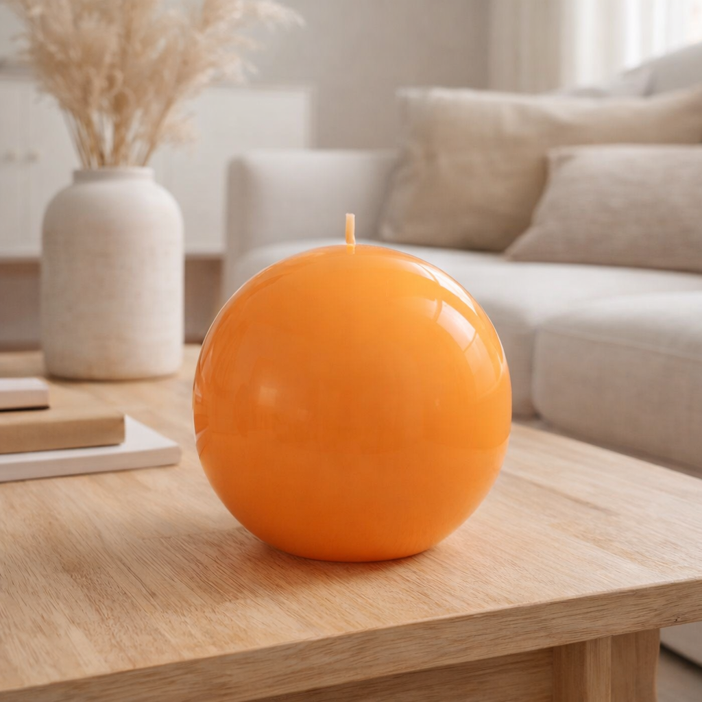 J-Line Bougie Boule Cire Fluo Orange - 50 Heures en situation