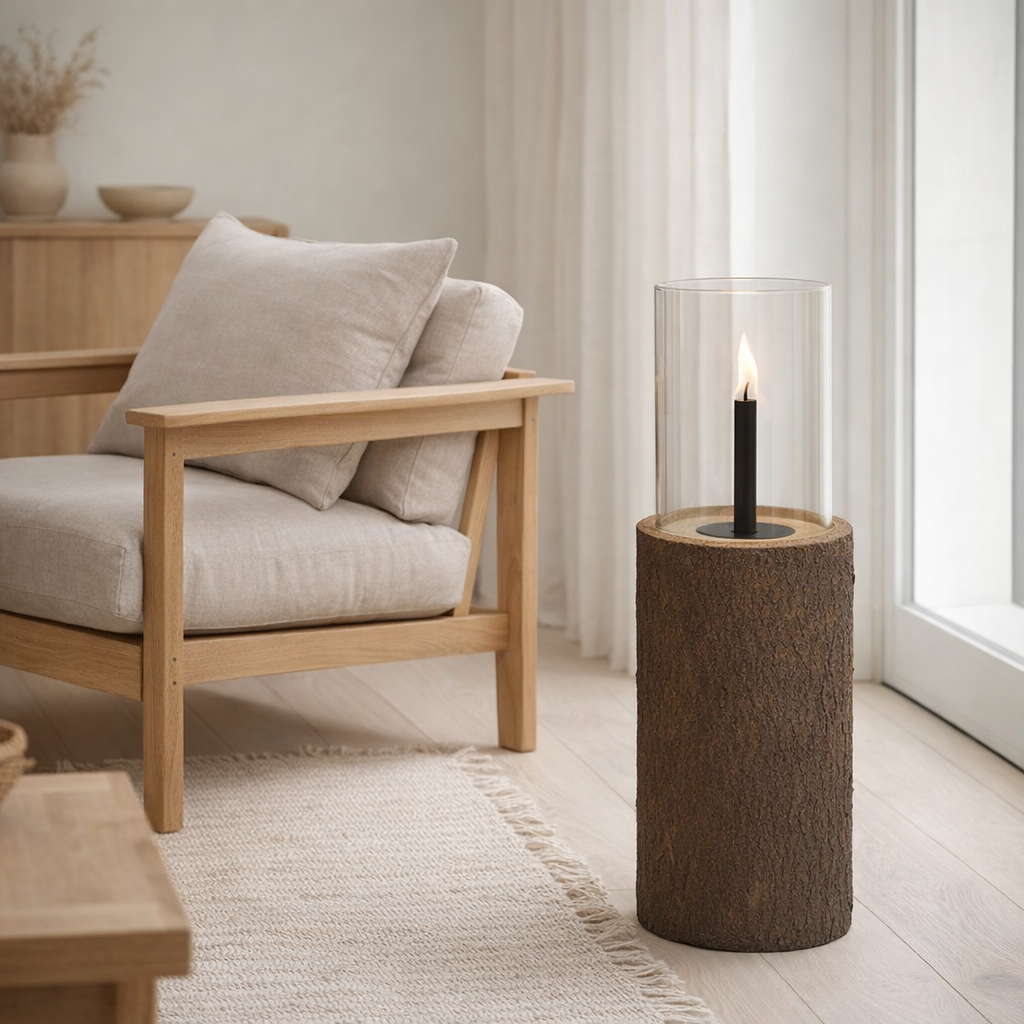 Torche de jardin Trunk effet écorce Ø23 × 65 cm en situation