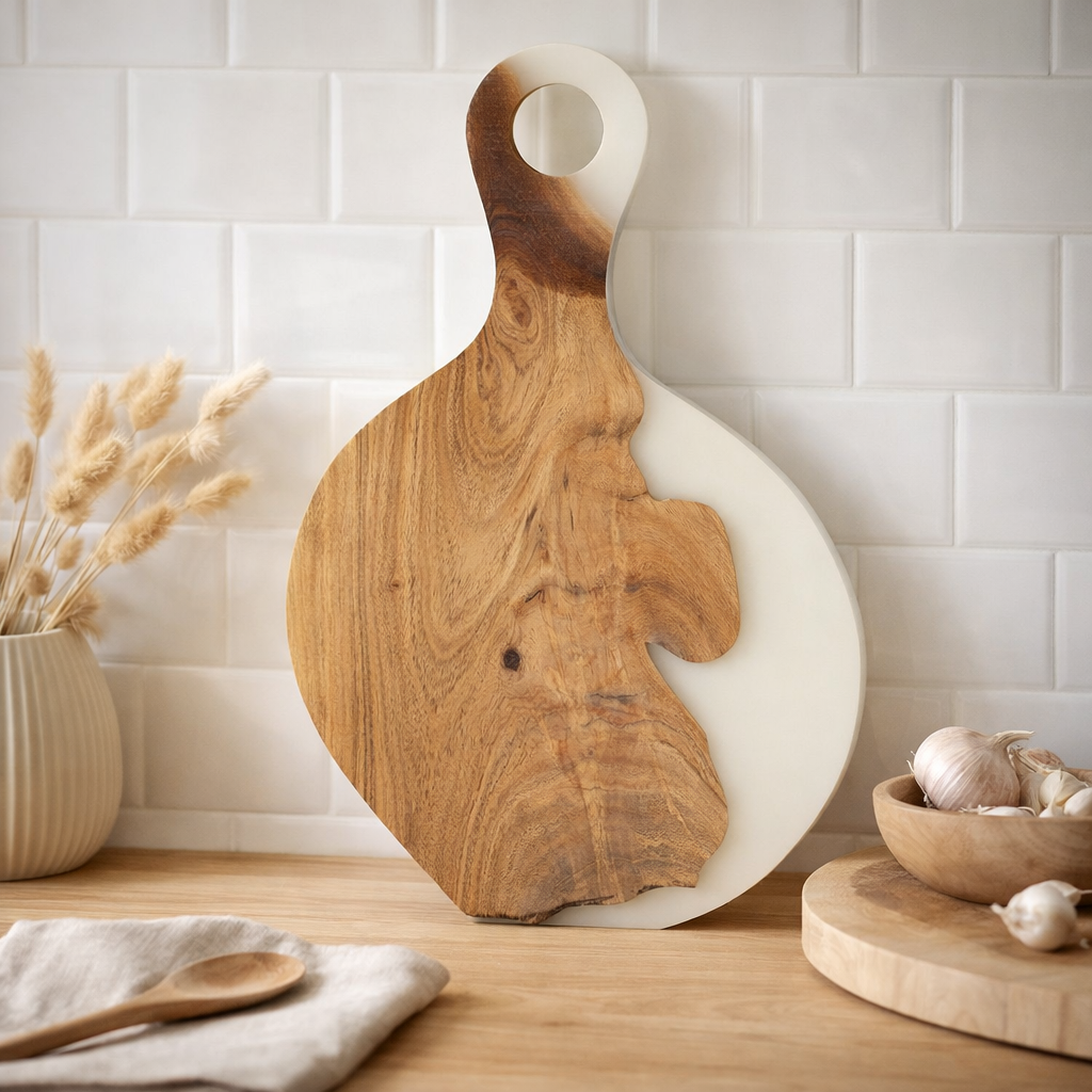 J -line SnijPlank Modern - Wood / Epoxy Resin - Natural / White en situation