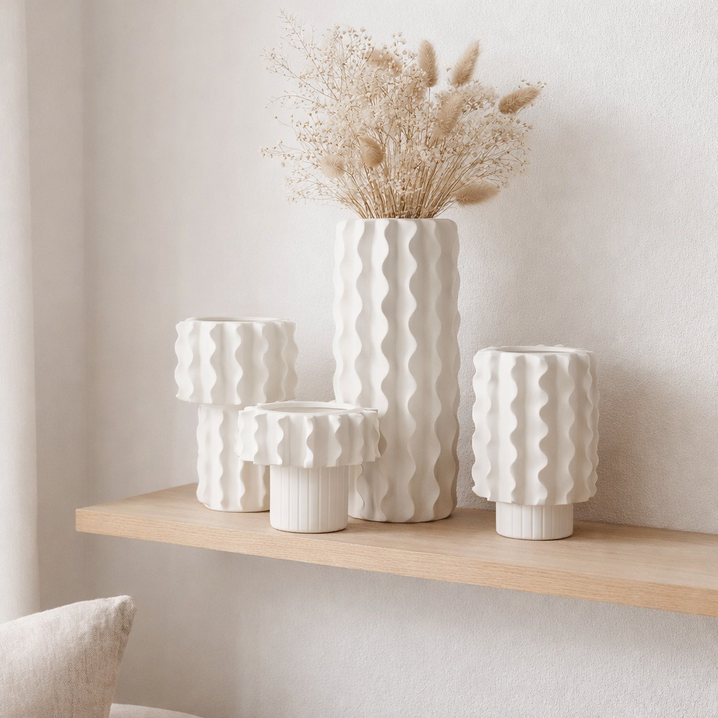 Vase J-Line Heliix - joues - blanc en situation