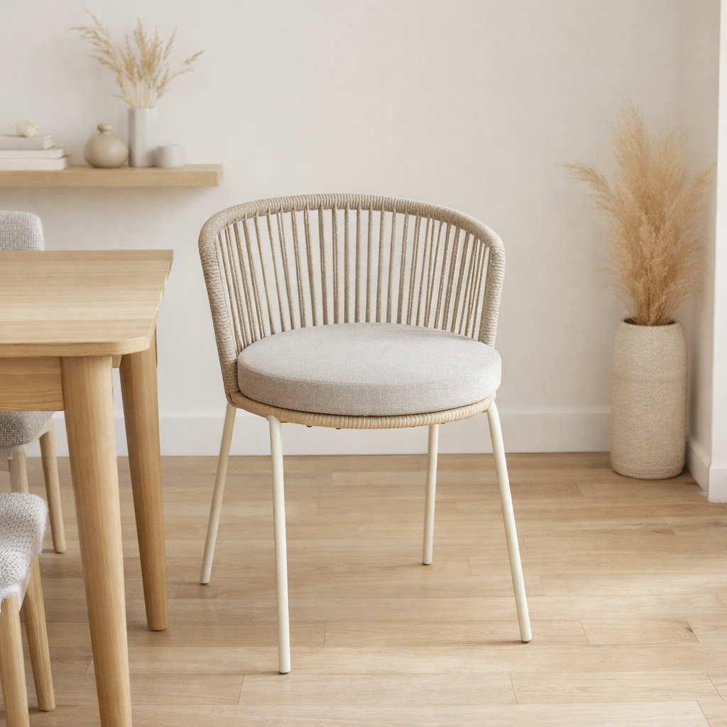 Chaise j-line toa métal / corde gris en situation