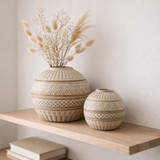 J-Line Vase Bol Etnic - Porcelaine - Beige - Large - Ø 19 cm en situation