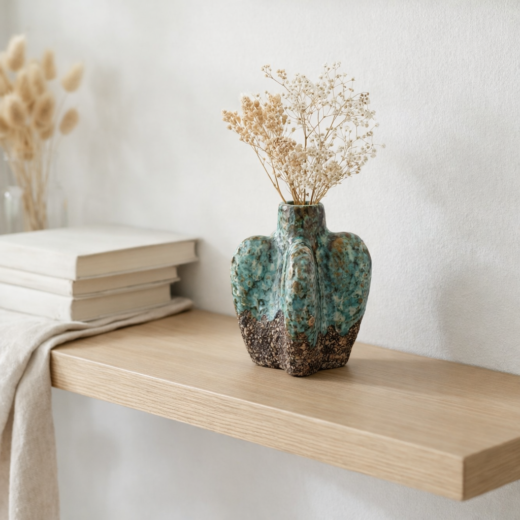 J -line Vase Naga - Ceramics - Azure / Brown - Small - Ø 12,5 cm en situation