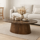 J-Table basse ovale - Marble / Mangohout - Brown en situation