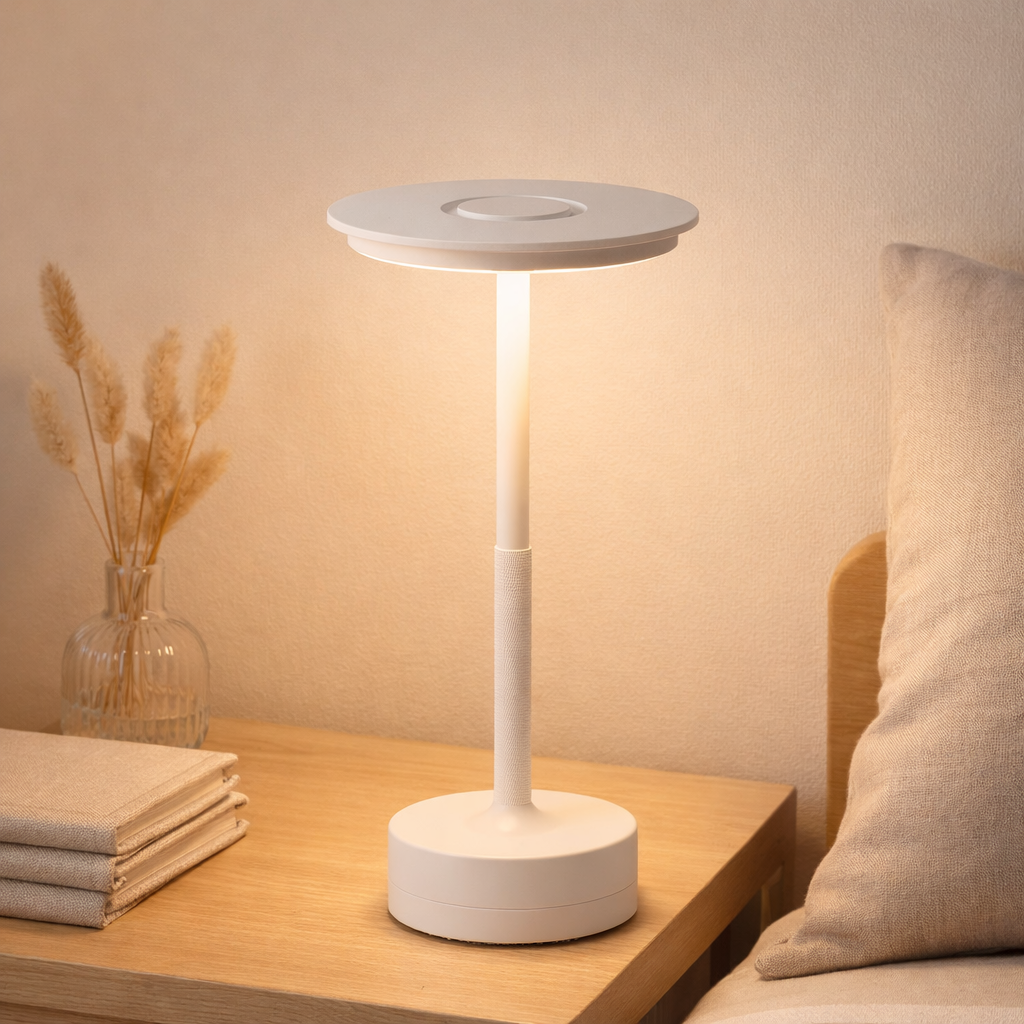 Lampe J-Line Touch - tissu d'art - blanc - LED en situation