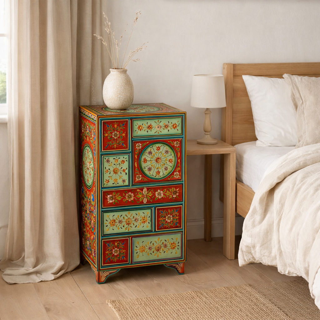 Armoire J-line 7 tiroirs Mumbai Mango Wood Mix en situation
