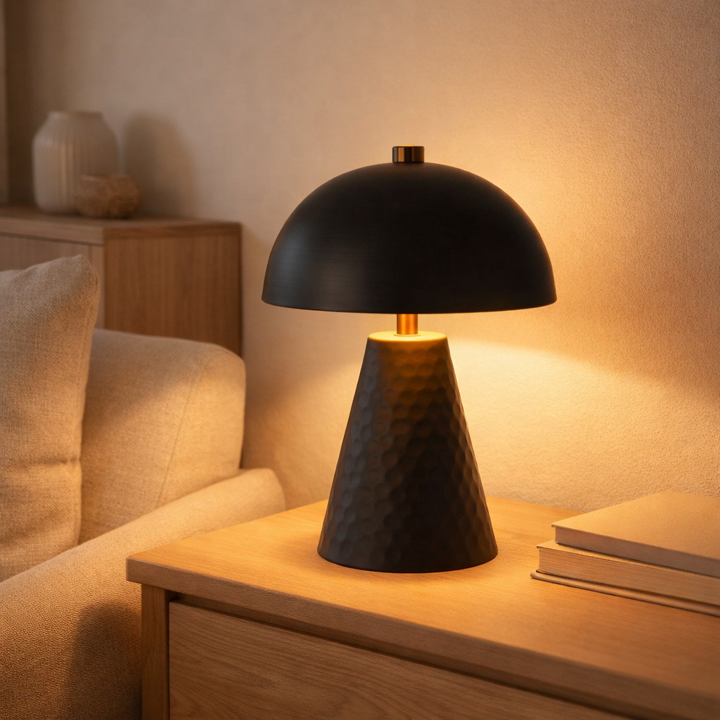 Lampe de table J-Line Mushroom - fer - noir en situation
