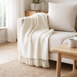 Couverture J-Line Chenille - polyester - blanc en situation