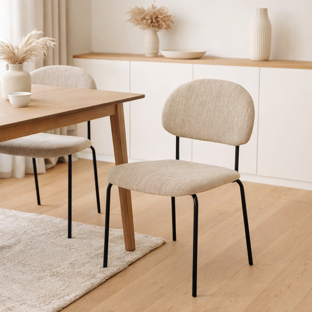 Chaise de salle à manger J-Line textile/métal beige en situation