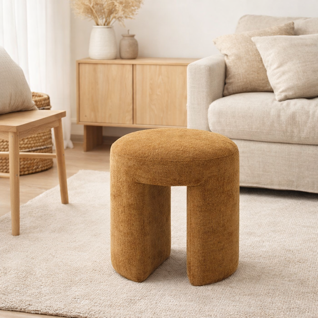 Tabouret J-Line Rond - textile - ocre en situation