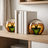 J -Liline Presse Paper Drop - Glass - Amber / Green - Large en situation