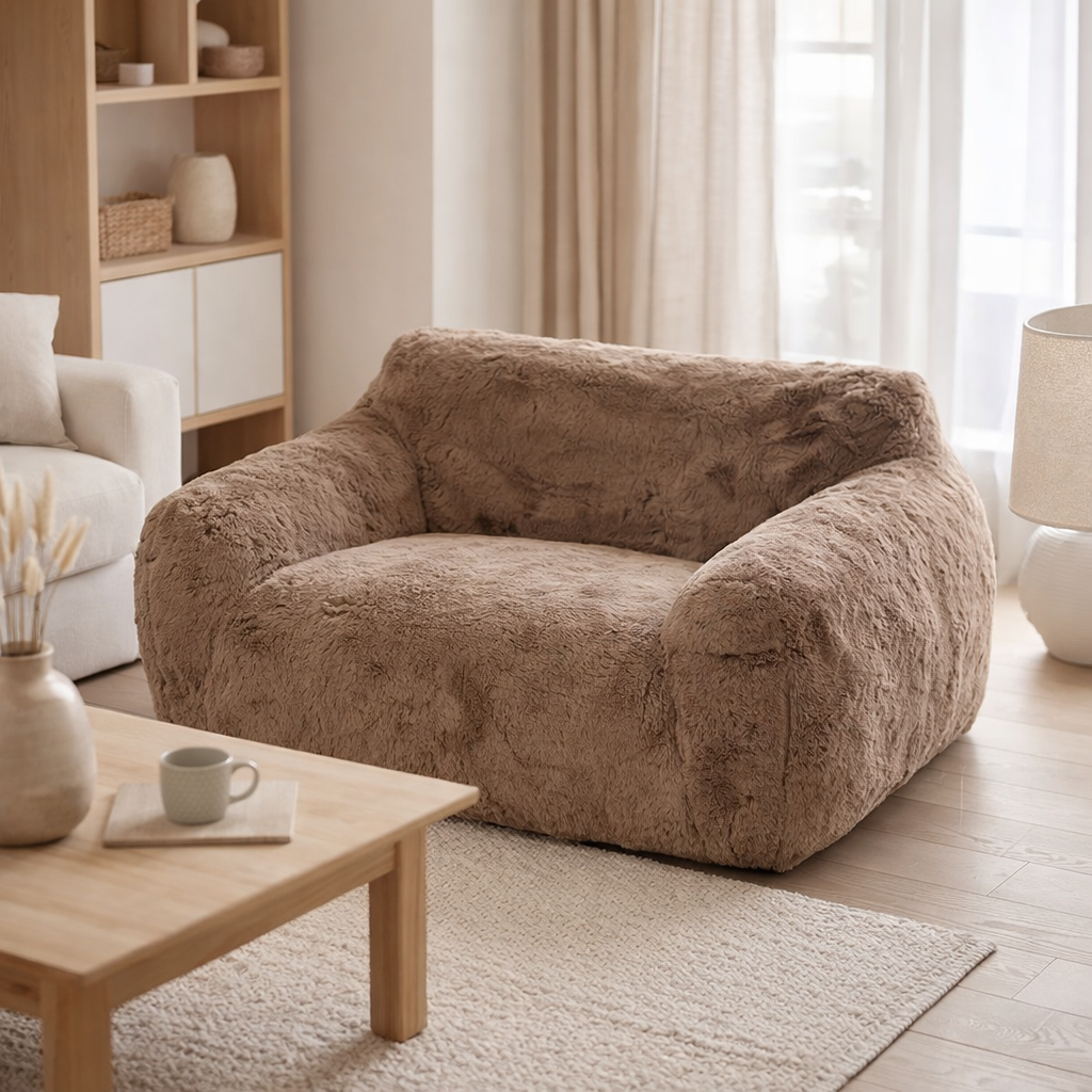 J-Line Canapé Cutie Polyester Taupe Grand en situation