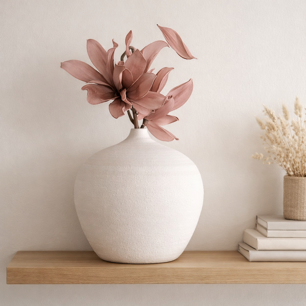 J-Line Vase Bottle Cassia - Ceramics - White - Ø 35 cm en situation