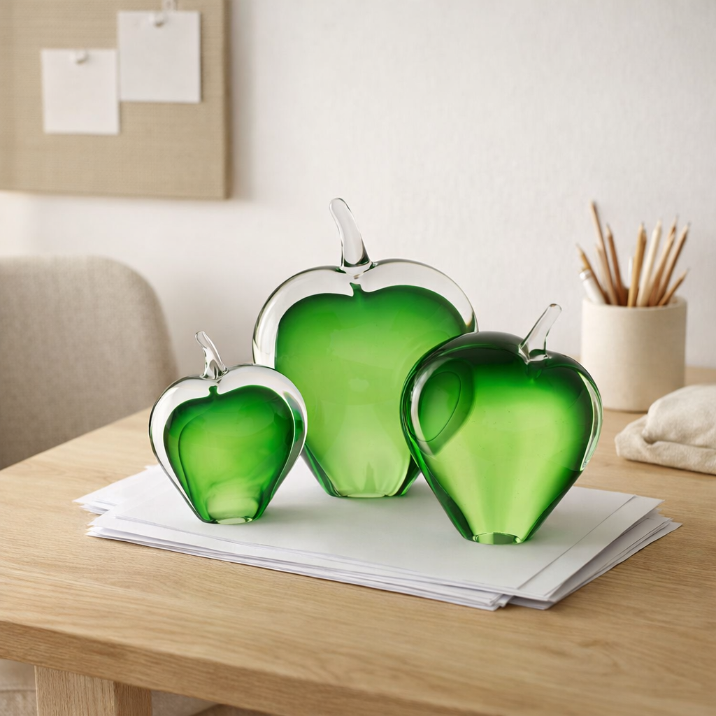 Presse-papier J-Line Malum - verre - vert/transparent - lot de 3 en situation