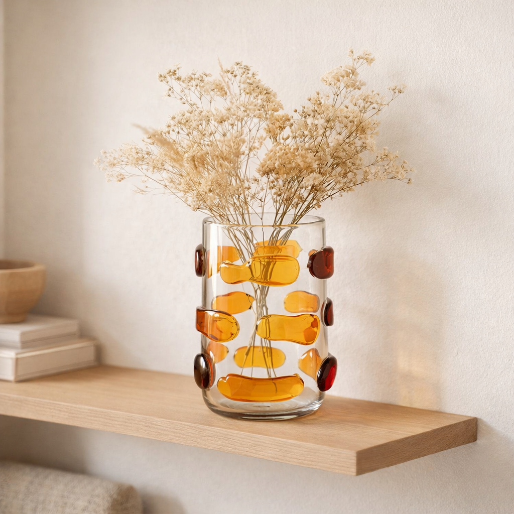 J -line Vaas Pebbles - Verre - Amber / Transparent - Small - Ø 17 cm en situation