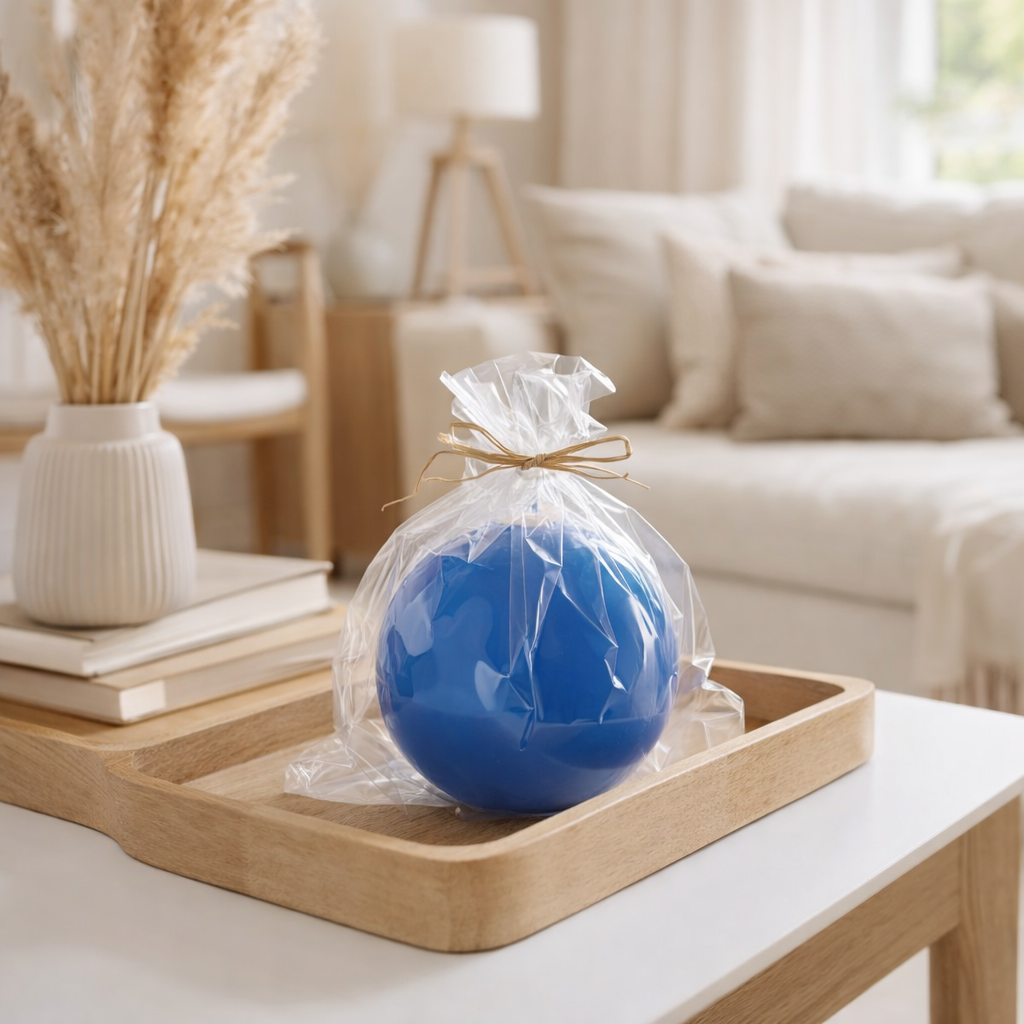 J-Line Bougie Boule Cire Fluo Bleu - 30 Heures en situation
